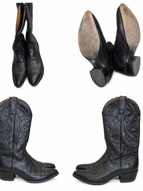 Classic Black Leather Cowboy Boots